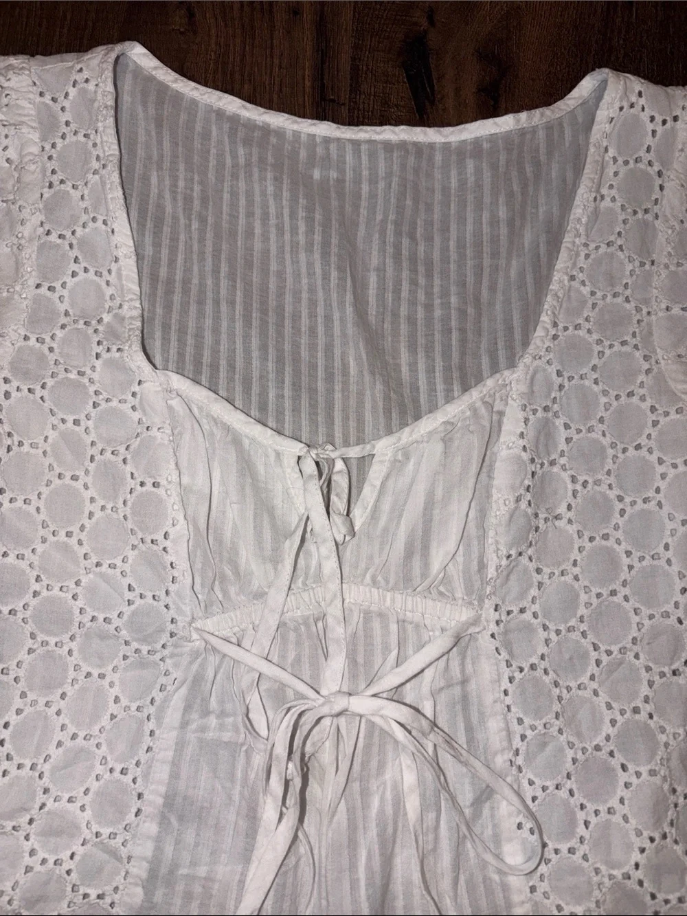 Banana Republic White Eyelet Lace Tie-Front Blouse